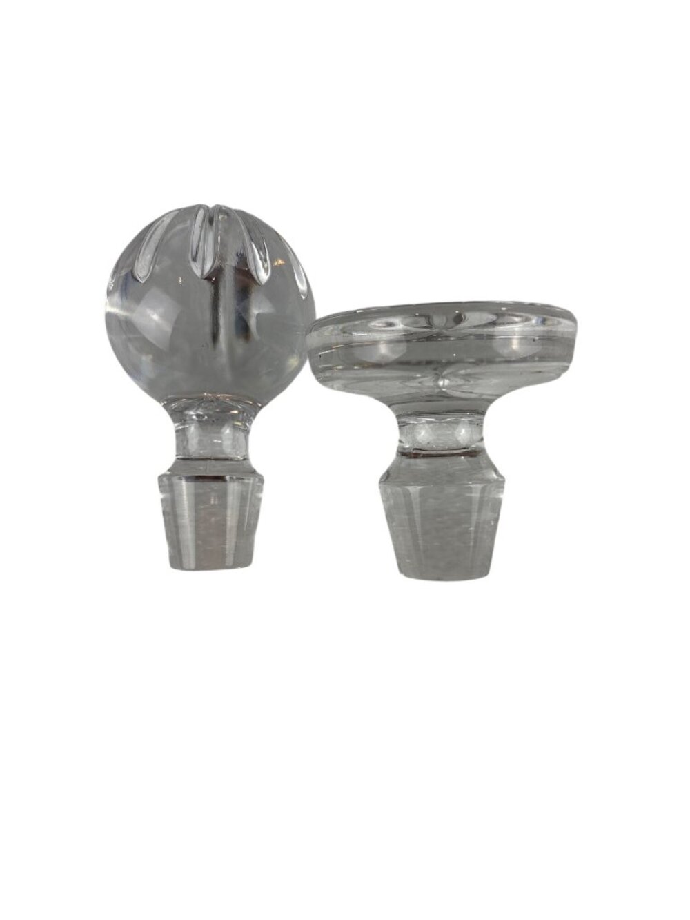 Cottagecore Glass Bottle Stoppers Ornate Ball & Mushroom Crystal Caps Set of 2